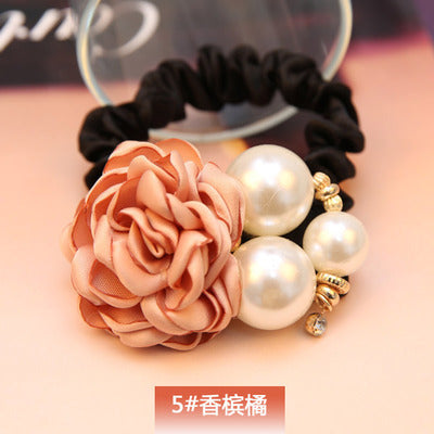 Wholesale Pearl Rose Flower Hair Accessories Camellia Hair Rope Hair Scrunchies ACC-HS-CMi002