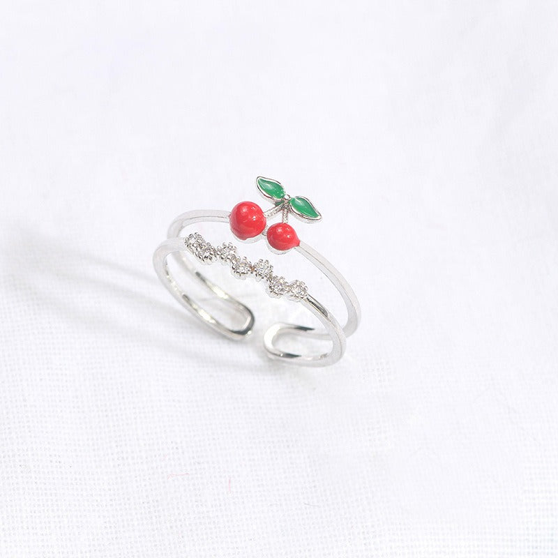 Wholesale Cute Oil Dripping Cherry Adjustable Ring ACC-RS-MDD003