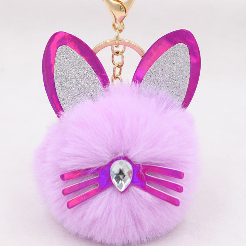 Wholesale Cute Cat Ears Whiskers Plush Doll Keychains ACC-KC-Zuge009