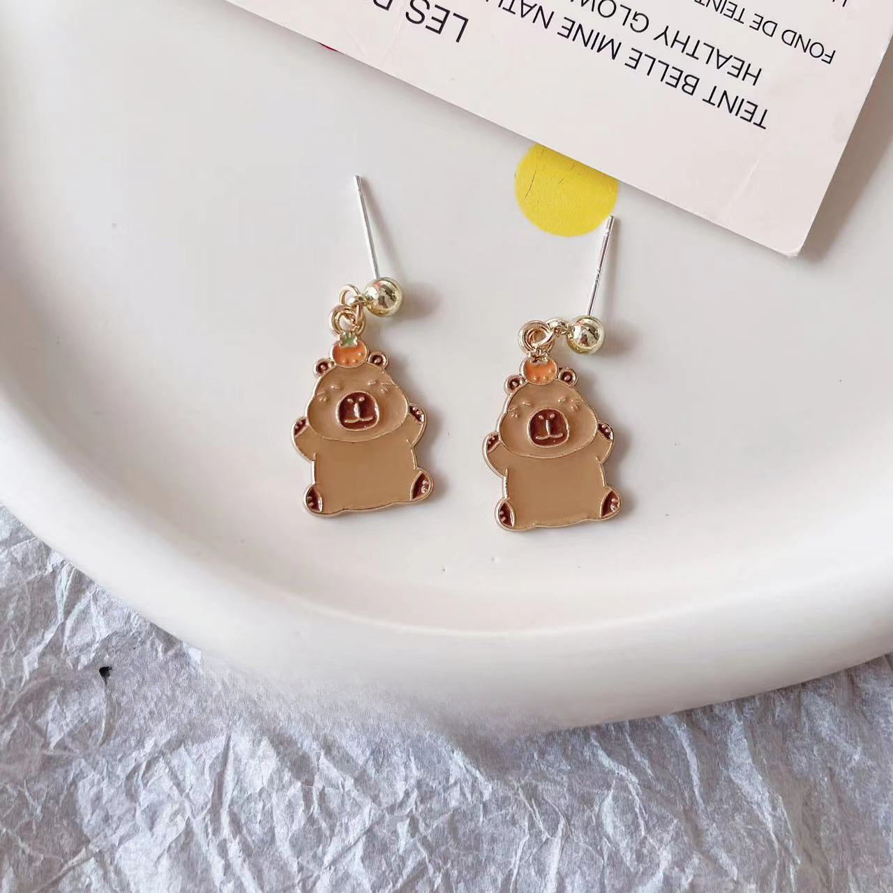 Wholesale Cute Cartoon Animal Puffer Metal Earrings ACC-ES-Yijia006