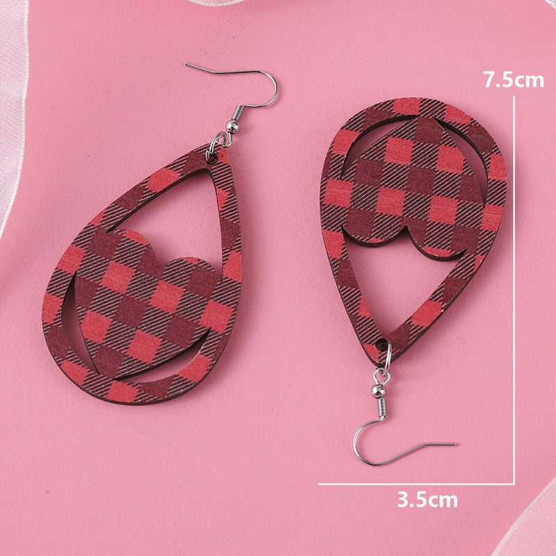 Wholesale Plaid Striped Love Water Drop Earrings ACC-ES-ChuLian123