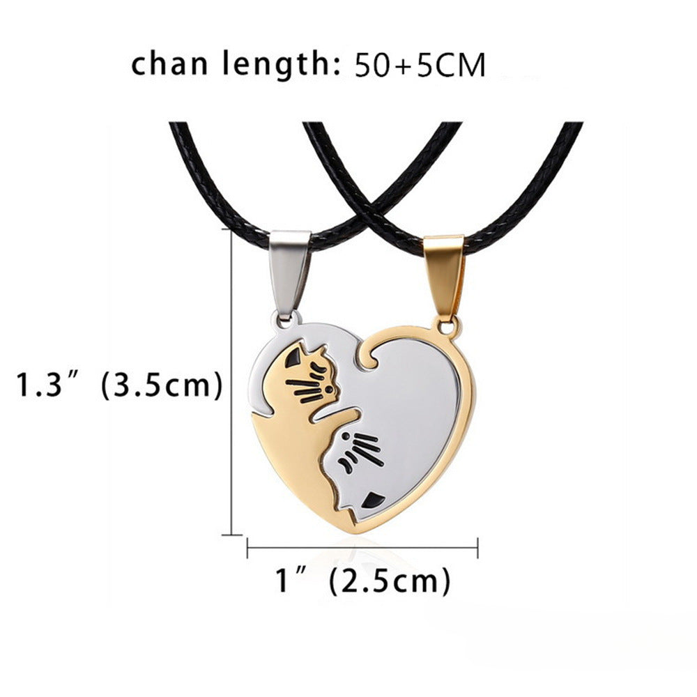Wholesale Stainless Steel Kitten Stitching Necklaces ACC-NE-Hanyu006