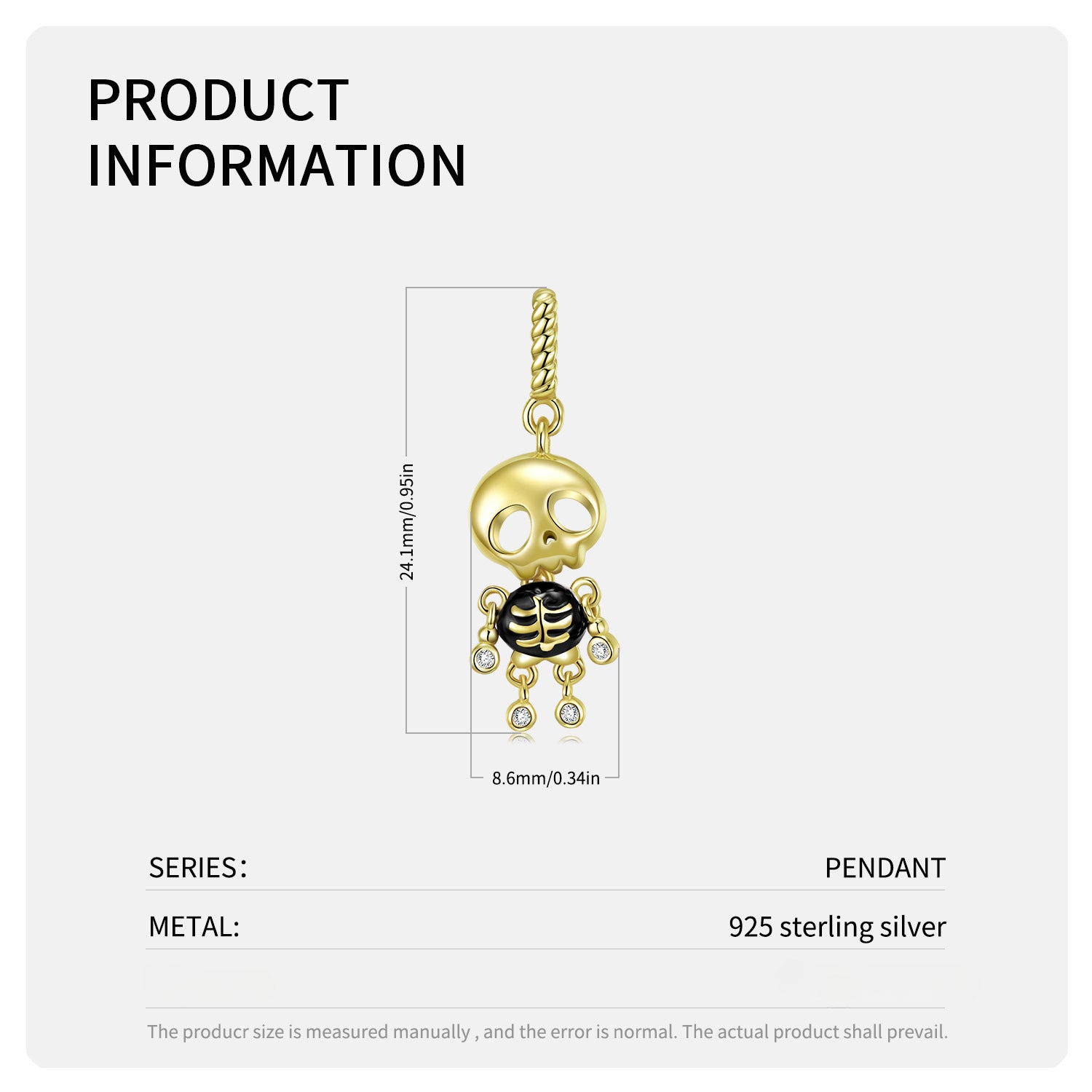 Wholesale Skull Puppet Pendant S925 Sterling Silver Gold Plated Choker Necklaces ACC-NE-MC006