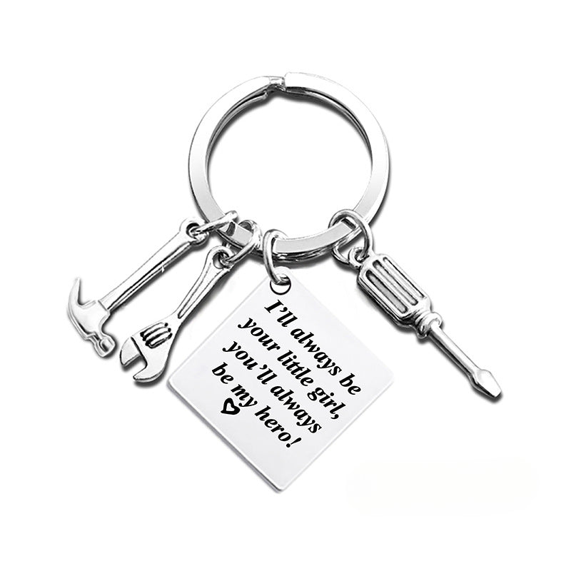 Wholesale Father's Day Hammer Wrench Square Hanging Tag Festival Gift Metal Keychain ACC-KC-Ganggu014