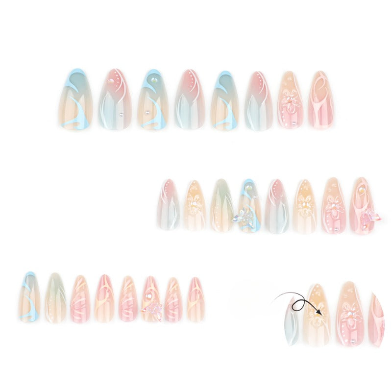 Wholesale 24 Pieces/box Short Butterfly Press-on Nails Kits Nail Stickers  ACC-NS-LeFan111