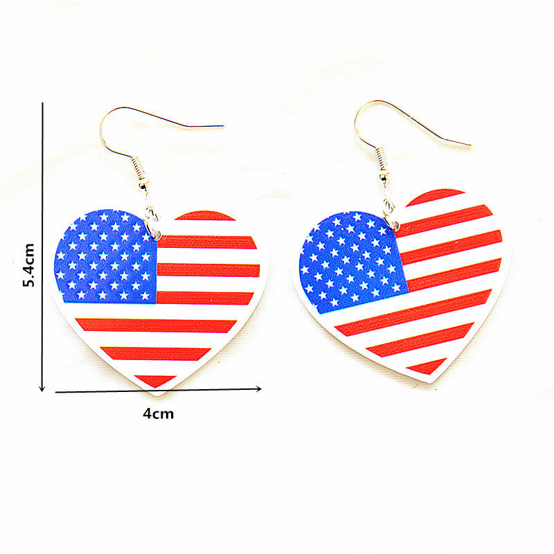Wholesale American Independence Day Red White and Blue Flag Earrings ACC-ES-XN038