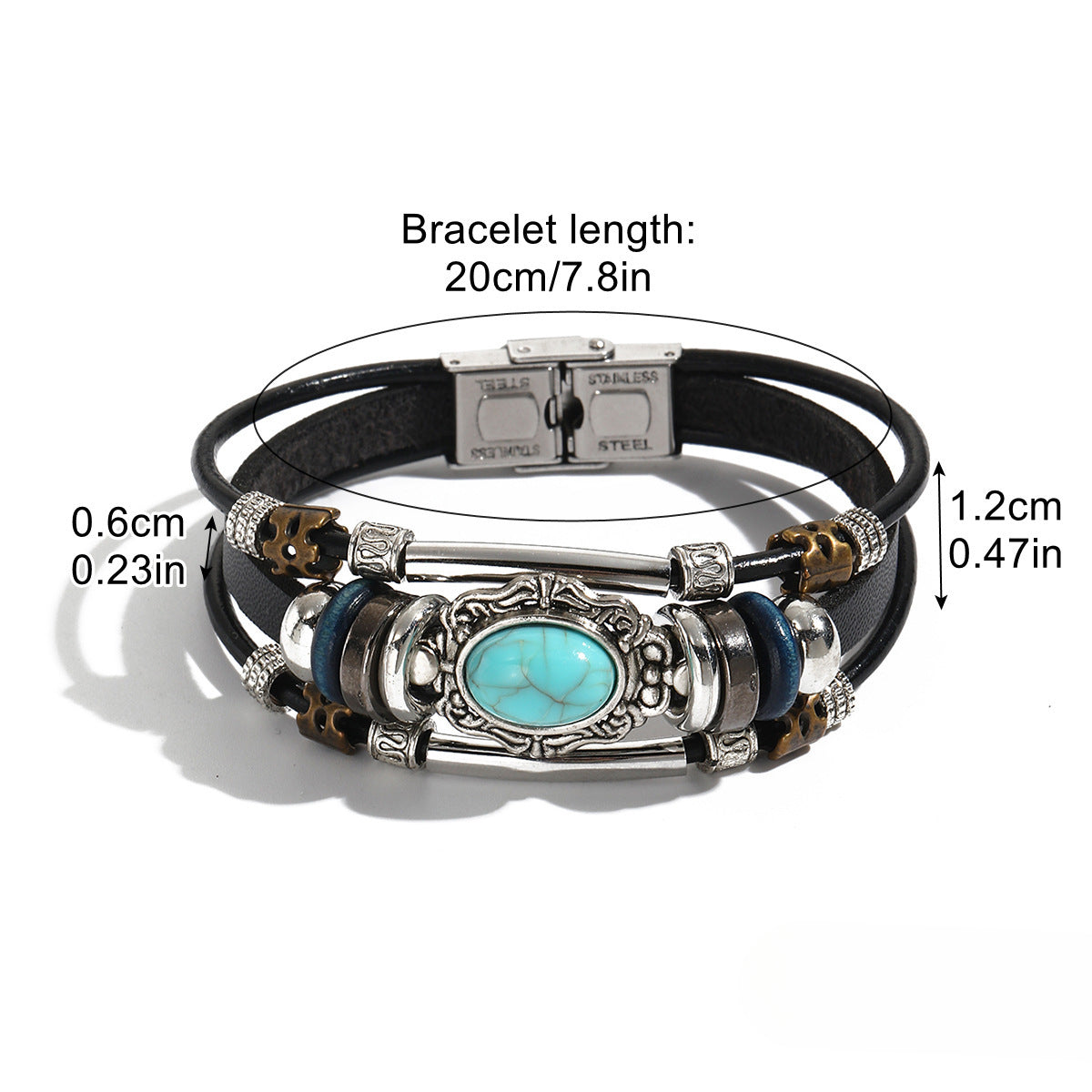 Wholesale Vintage Turquoise Leather Bracelet  ACC-BT-Nanh001