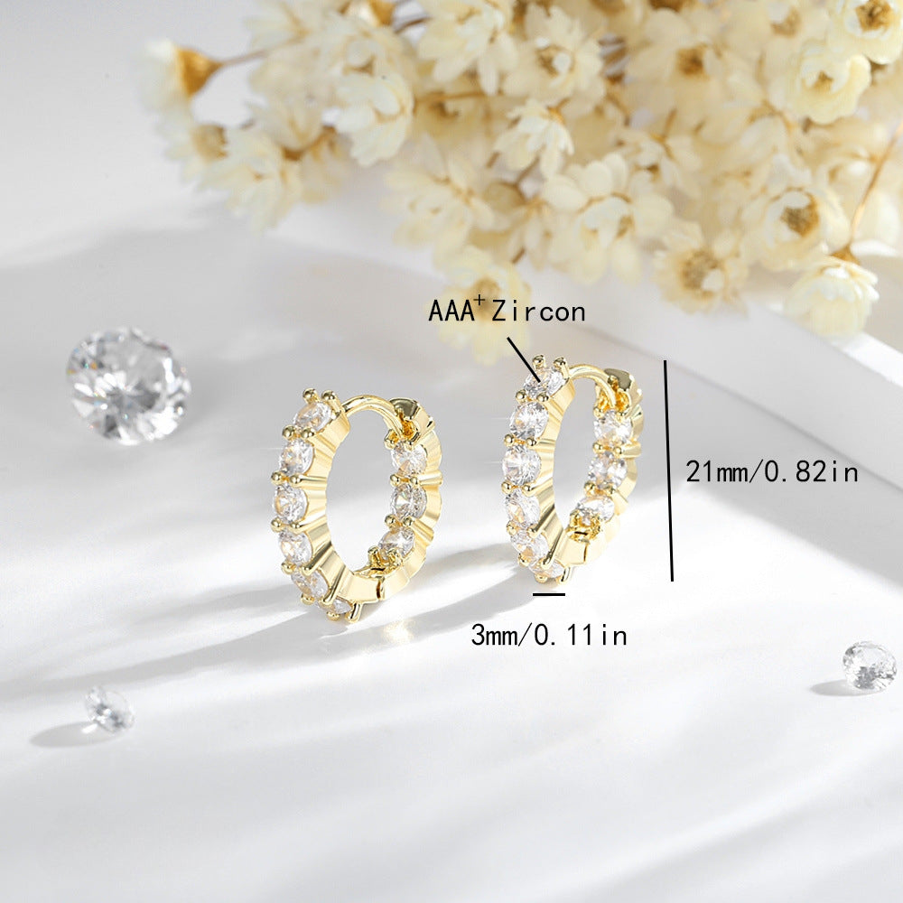 Wholesale Copper Gold Plated Micro Diamond Geometric Round Earrings ACC-ES-HengXuan005