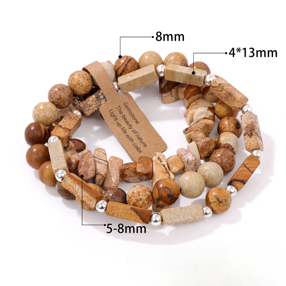 Wholesale Vintage Multi-layer Natural Stone Crystal Bracelets ACC-BT-GEB012