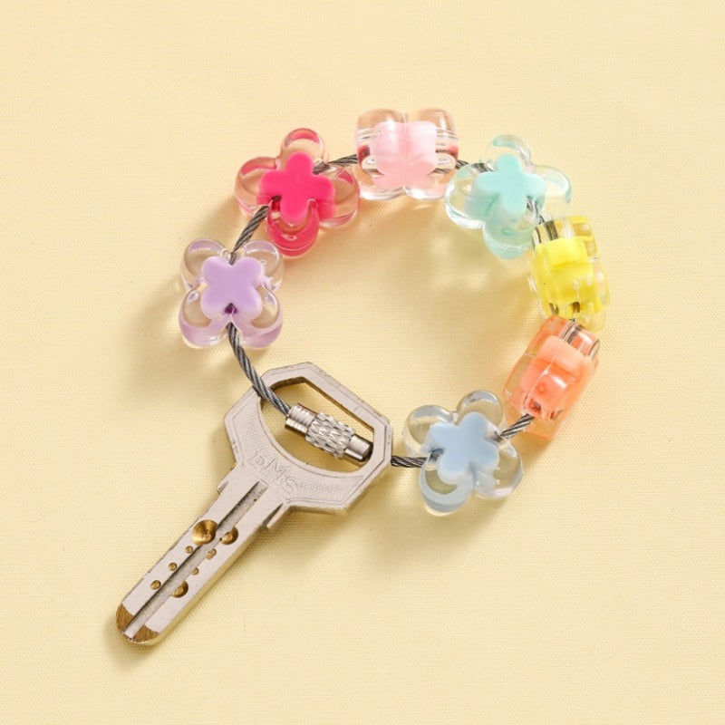 Wholesale Acrylic Dopamine Colored Flower Bracelet Keychain ACC-KC-RongRui025