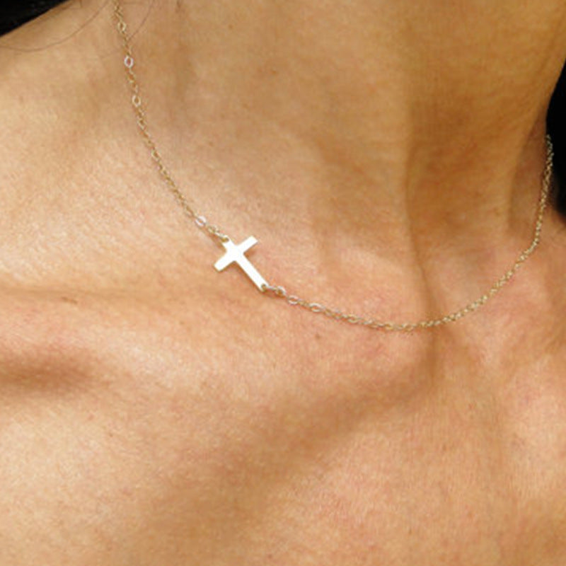 Wholesale Cross Necklace Gold Plated Clavicle Necklace