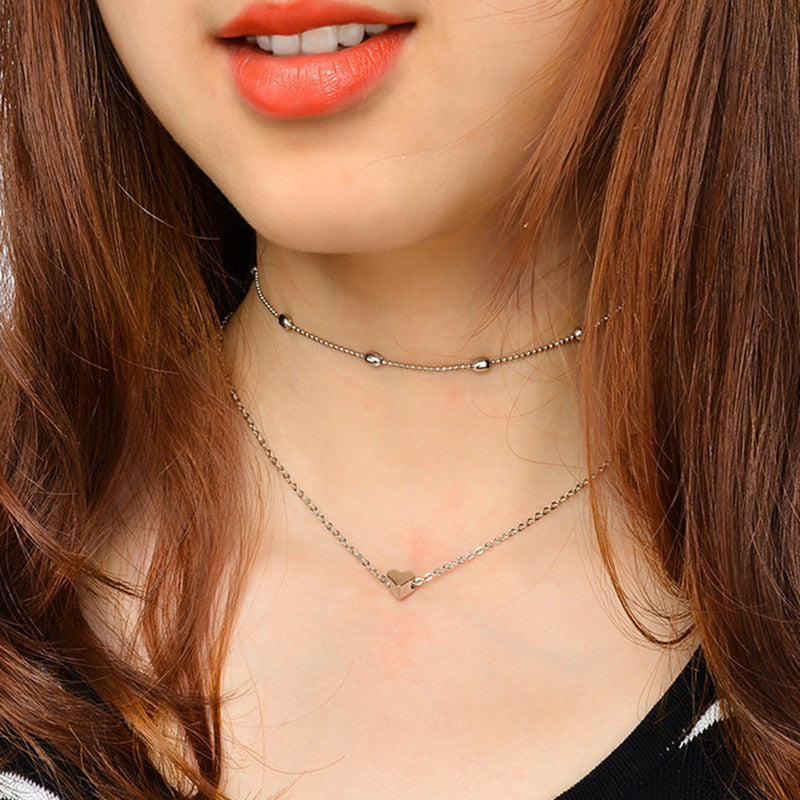 Wholesale love copper multi-layer double clavicle necklace