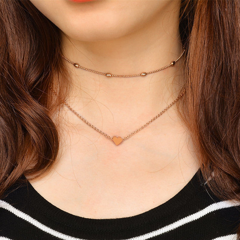 Wholesale love copper multi-layer double clavicle necklace
