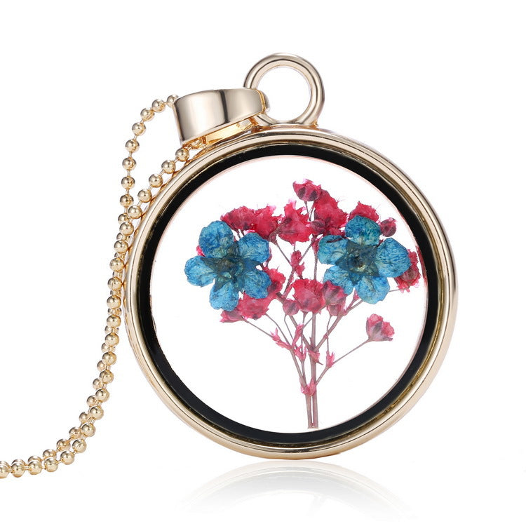 Wholesale Round Pendant Colorful Specimen Dried Flower Necklace  ACC-NE-YingHao004
