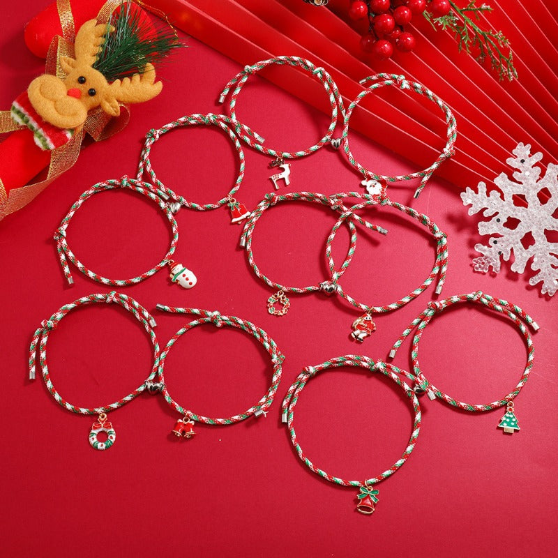 Wholesale Christmas Santa Claus Love Heart Magnet Adjustable Bracelet ACC-BT-DingZhou002