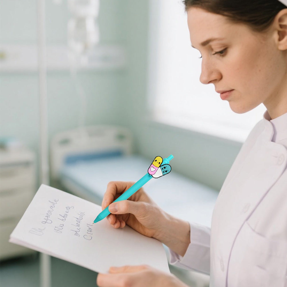 22pcs Medical Theme Pen Kits-11pcs Plastic Cartoon Nurse Ballpoint Pen with 11pcs Colorful Bags Office Supplies Fashion Gifts