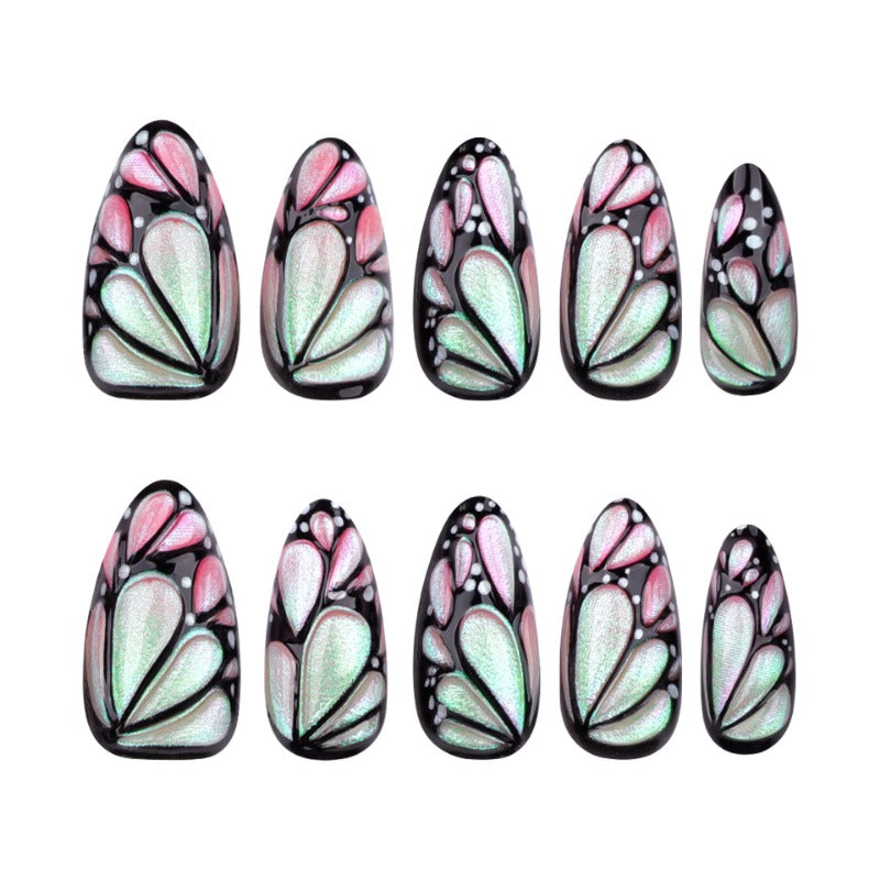 Wholesale 24 Pieces/box Butterfly Gradient Press-on Nails Kits Nail Stickers  ACC-NS-LeFan114