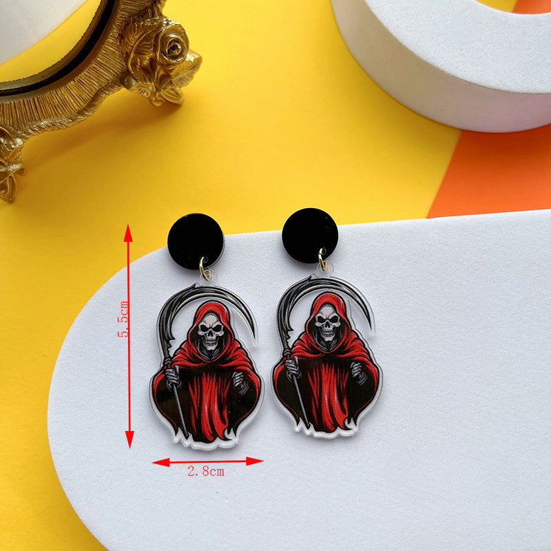 Wholesale Halloween Funny Horror Skull Ghost Acrylic Earrings ACC-ES-YingHao002