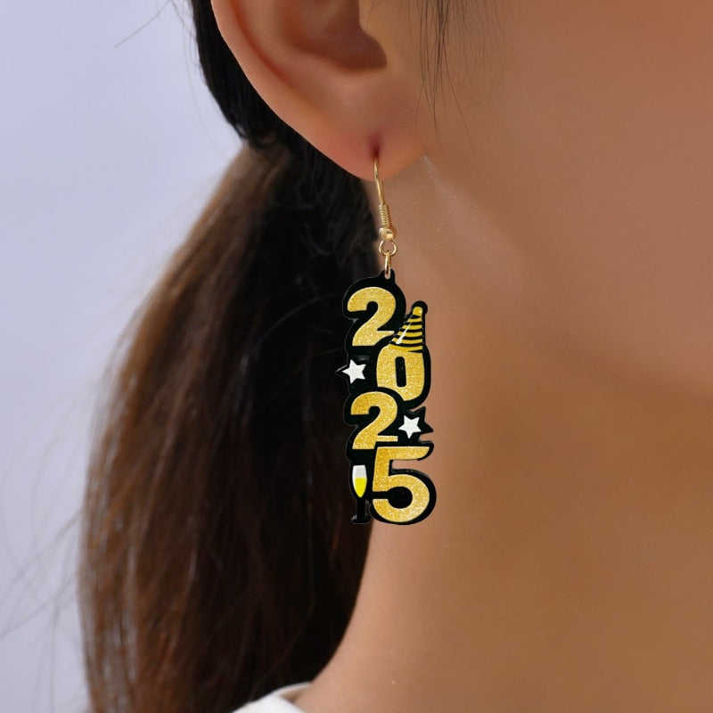 Wholesale Acrylic Cartoon Cute Clock Star Hat Earrings ACC-ES-XiangX004