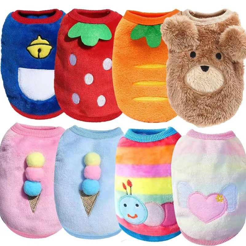 Wholesale Cartoon Flannel Warm Pet Clothes ACC-PCS-WeiW028