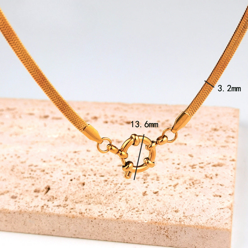 Wholesale Spring Clasp Stainless Steel Electroplated 18K Gold O Necklaces ACC-NE-GuDi012