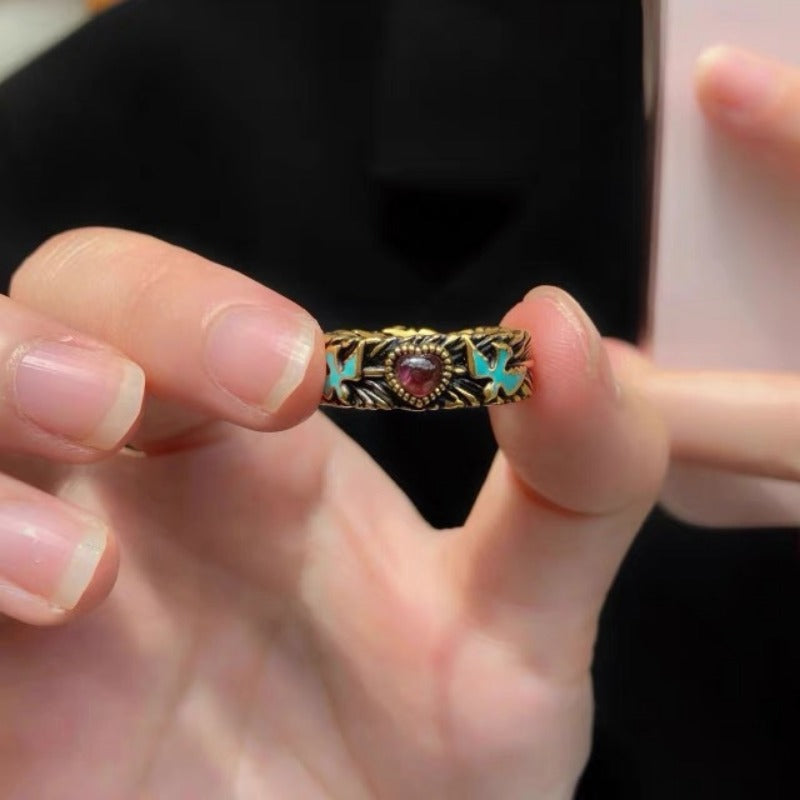 Wholesale Vintage Bird Holding Old Love Flying Goose Open Ring ACC-RS-LanHe003