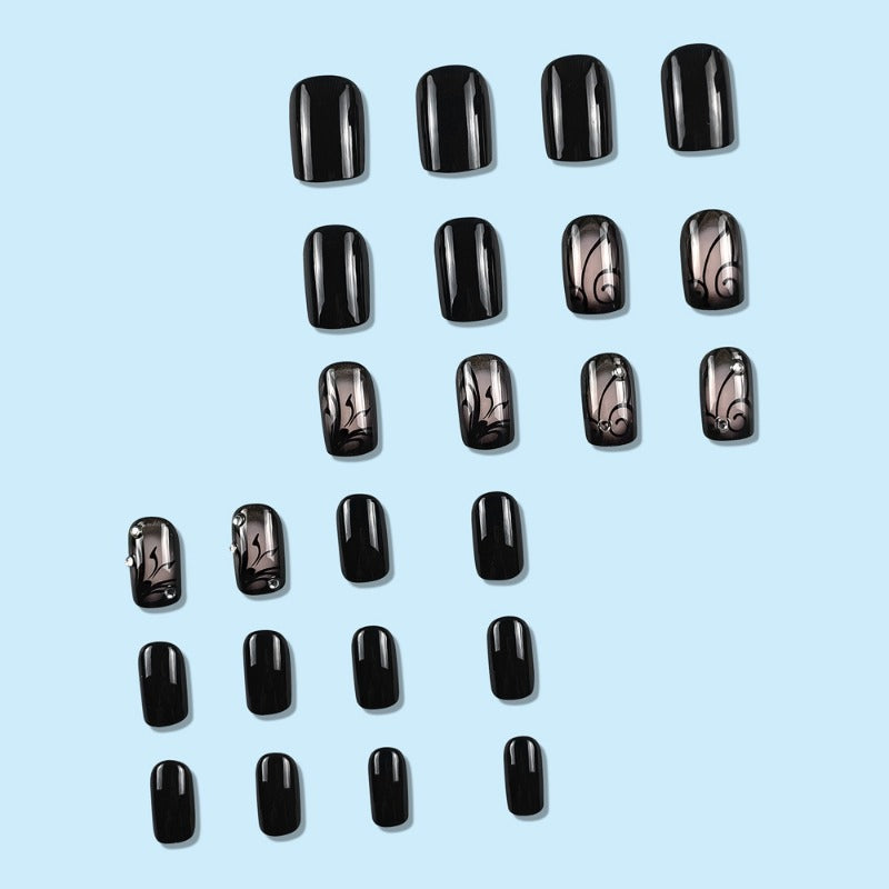 Wholesale 24 Pieces/box Dark Style Black Vine Nails Kits Nail Stickers ACC-NS-QXJ019