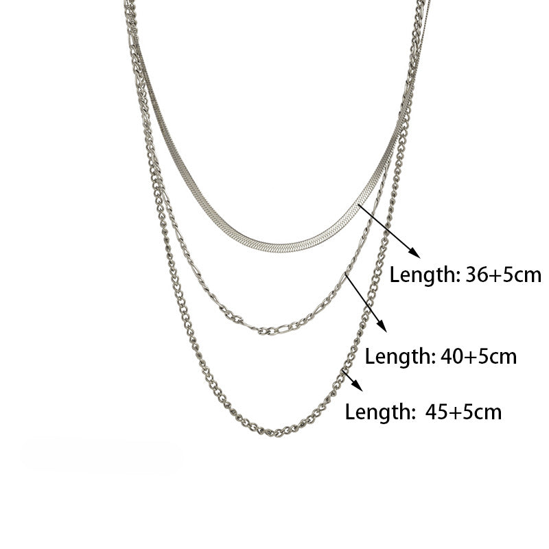 Wholesale Titanium Steel Necklace Three-layer Chain Necklace 18K Gold Plated Necklace ACC-NE-Tais005