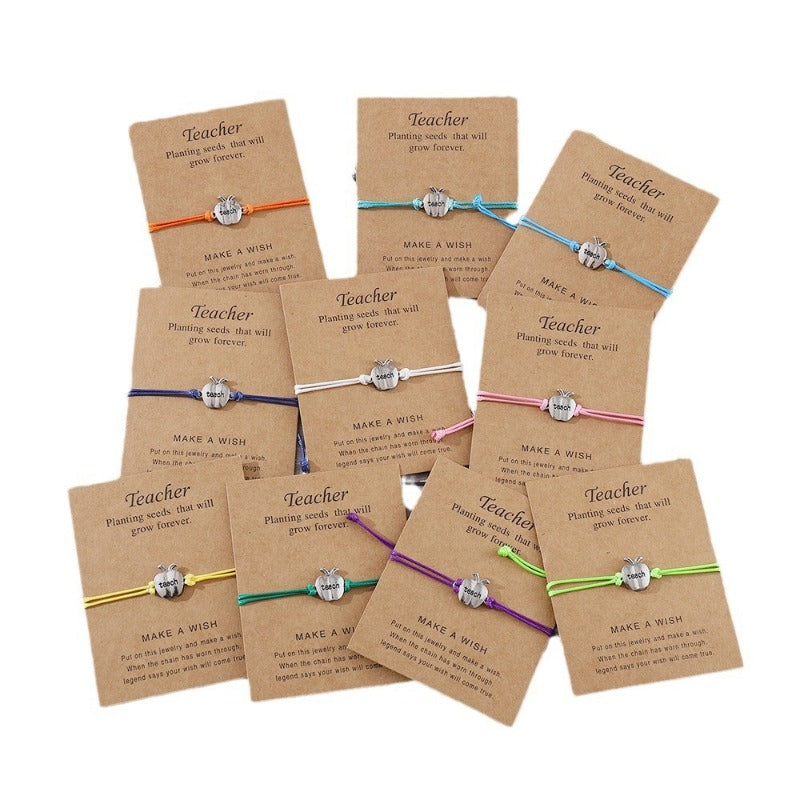 Wholesale Apple Color Wax Rope Bracelet Braided Card Jewelry ACC-BT-zhiyu001