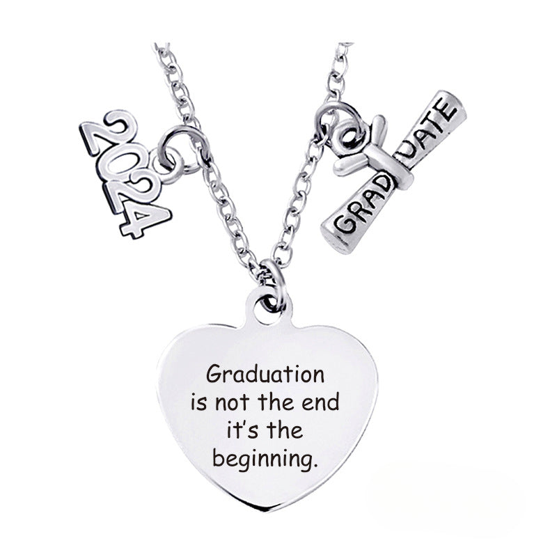 Wholesale Love Pendant 2024 Graduation Season Gift Titanium Steel Necklace ACC-NE-Ganggu001