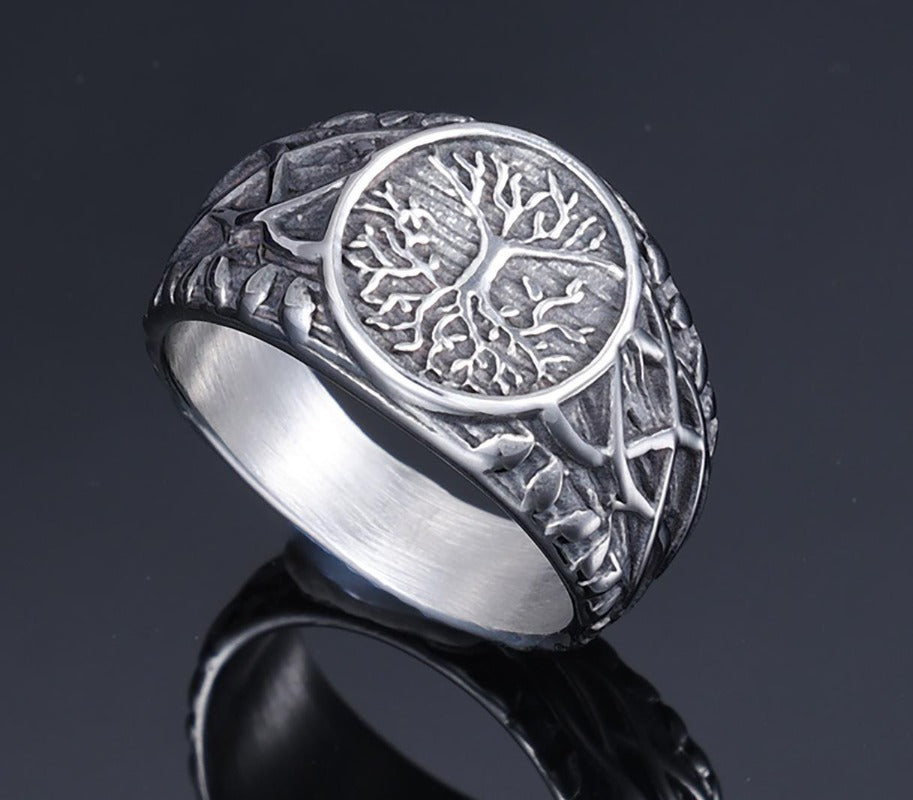Wholesale Tree of Life Vine Stainless Steel No Fading Ring ACC-RS-Moer013