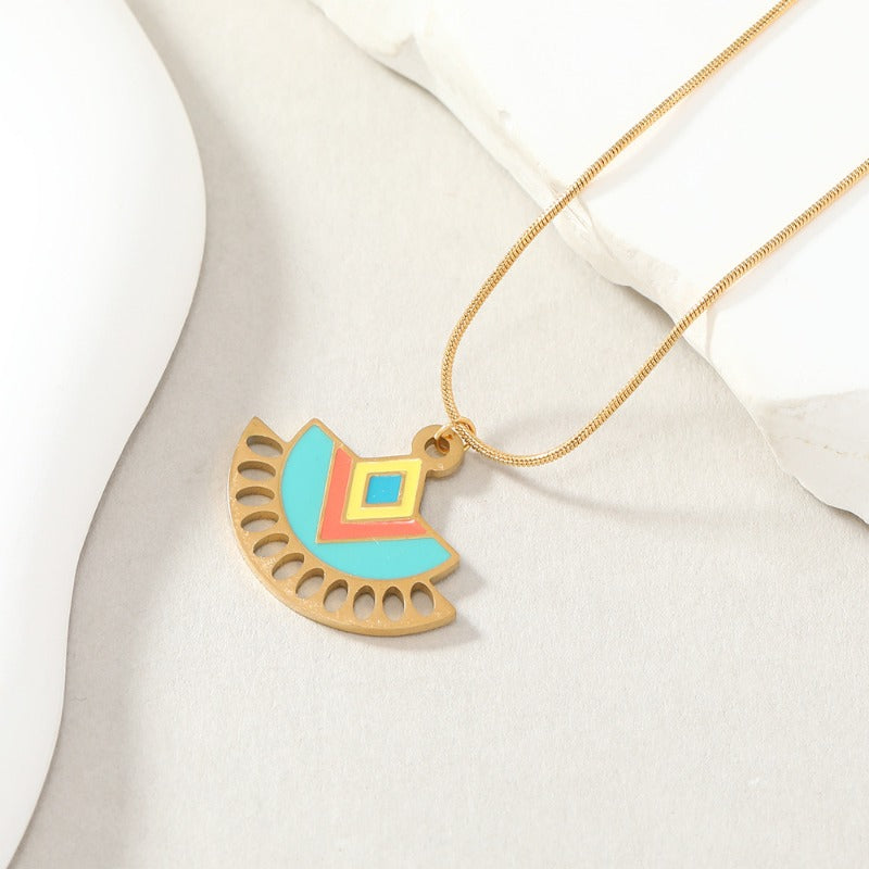 Wholesale Stainless Steel Dopamine Oil Drop Candy Color Butterfly Flower Necklaces ACC-NE-WangG005