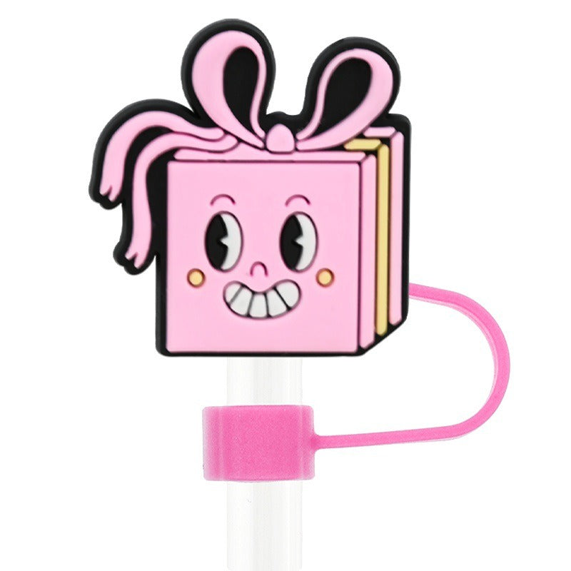 Wholesale Random 100pcs Valentine's Day Love 10mm PVC Soft Straw Tube Cap ACC-SCR-RYY122