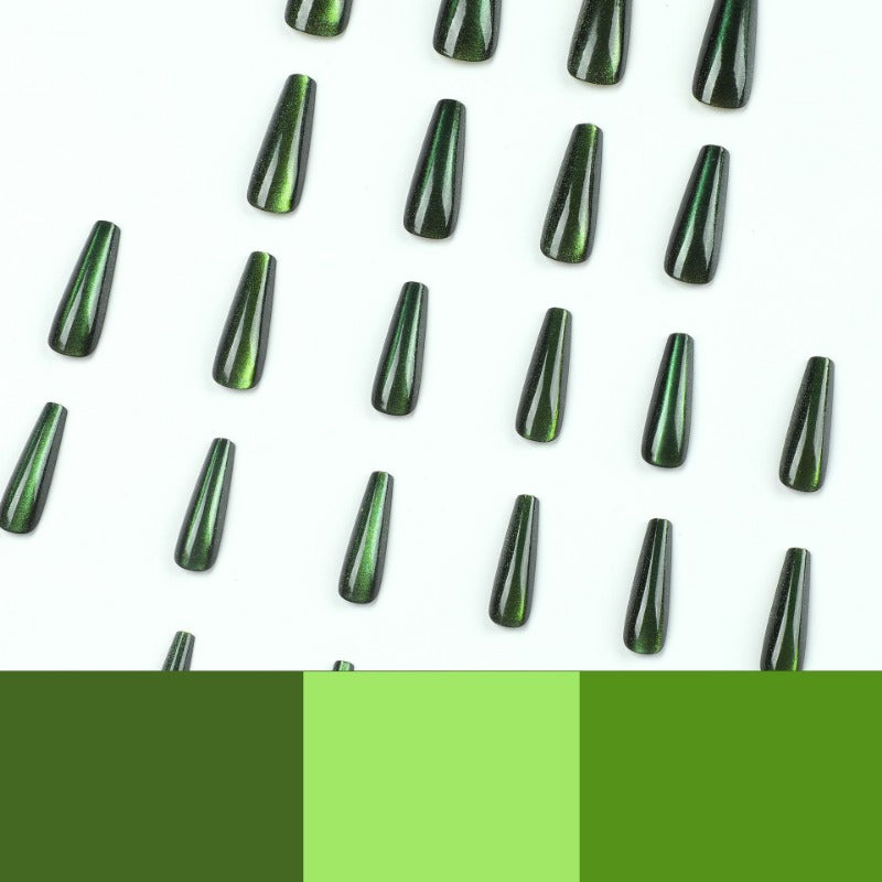 Wholesale 24 Pieces/box Green Glass Cat's Eye Nails Kits Nail Stickers ACC-NS-LeFan201