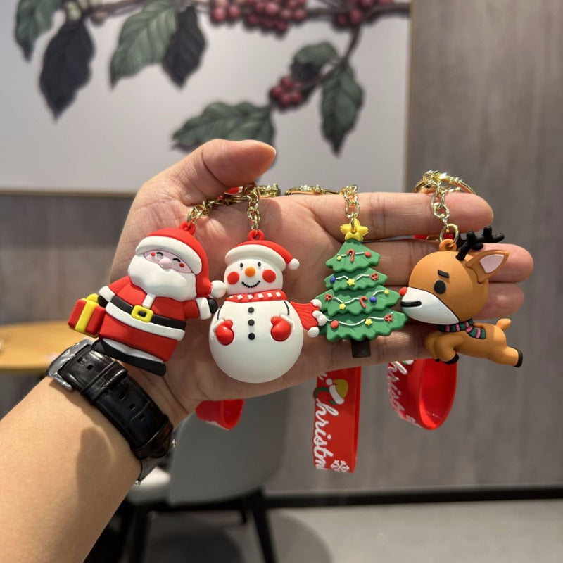 Wholesale PVC Soft Rubber Creative Christmas Old Man Christmas Tree Keychain ACC-KC-WuY002