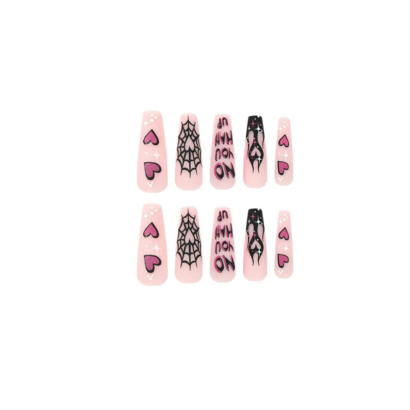 Wholesale 24 Pieces/box Halloween Heart Flame Press-on Nails Kits Nail Stickers  ACC-NS-LeFan116