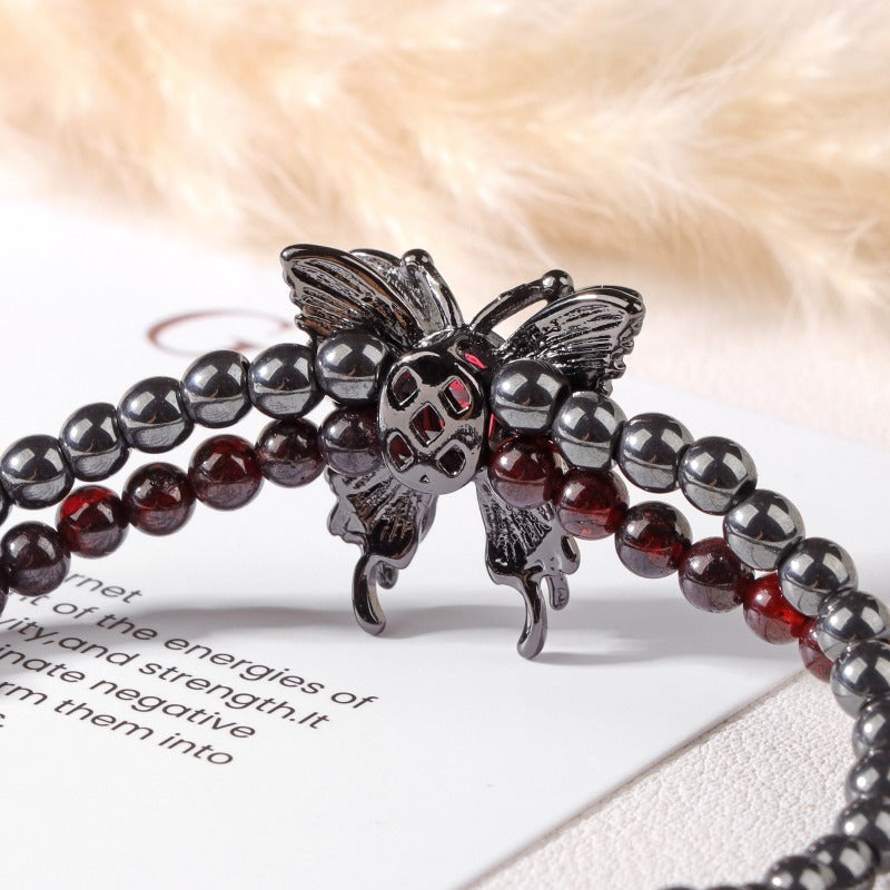Wholesale Natural Amethyst Butterfly Double Layer Bracelet ACC-BT-YinYi008