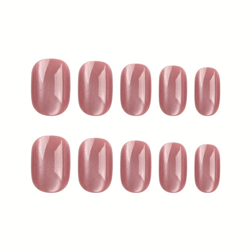 Wholesale 24 Pieces/box Nude Pink Cat Eye Press-on Nails Kits Nail Stickers ACC-NS-LeFan165