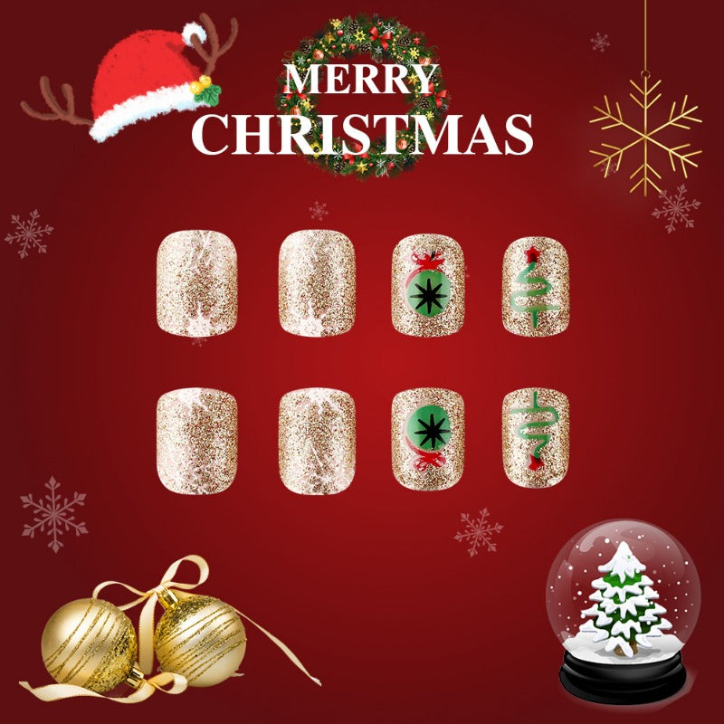 Wholesale 24 Pieces/box Christmas Snowflake Glossy Nails Kits Nail Stickers ACC-NS-MiKe020