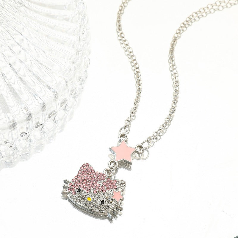 Wholesale Cartoon Cute Diamond Kitten Necklace ACCVIP-NE-Boshuo004