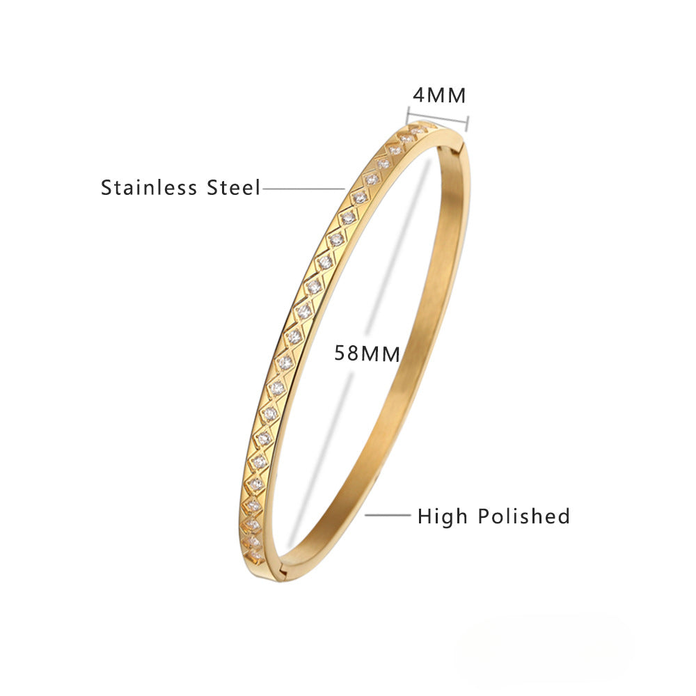 Wholesale Zircon Gold Titanium Steel Bracelets ACC-BT-Feif001