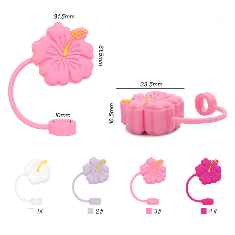 Wholesale 10pcs 10mm Flower Silicone Straw Cover Straw Plug Cup Decoration Straw Tube Cap ACC-SCR-WDX002