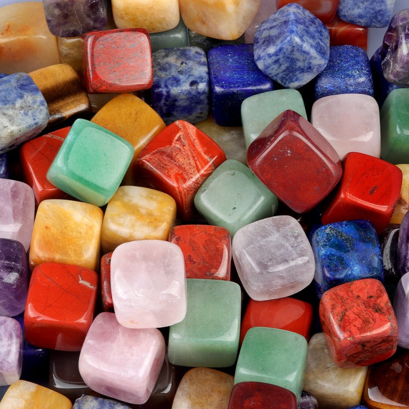 Wholesale No Hole 16mm Cube Colorful Crystal Stone Pendant ACC-PT-KeSuo002