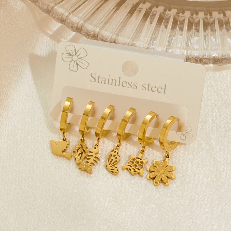 Wholesale Star Sun Titanium Steel Earrings SetACC-ES-BangJie005
