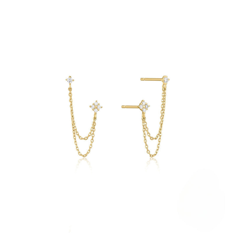 Wholesale S925 Sterling Silver Chain Tassel Earrings with Diamonds Ear Studs ACC-ES-KaNaier003