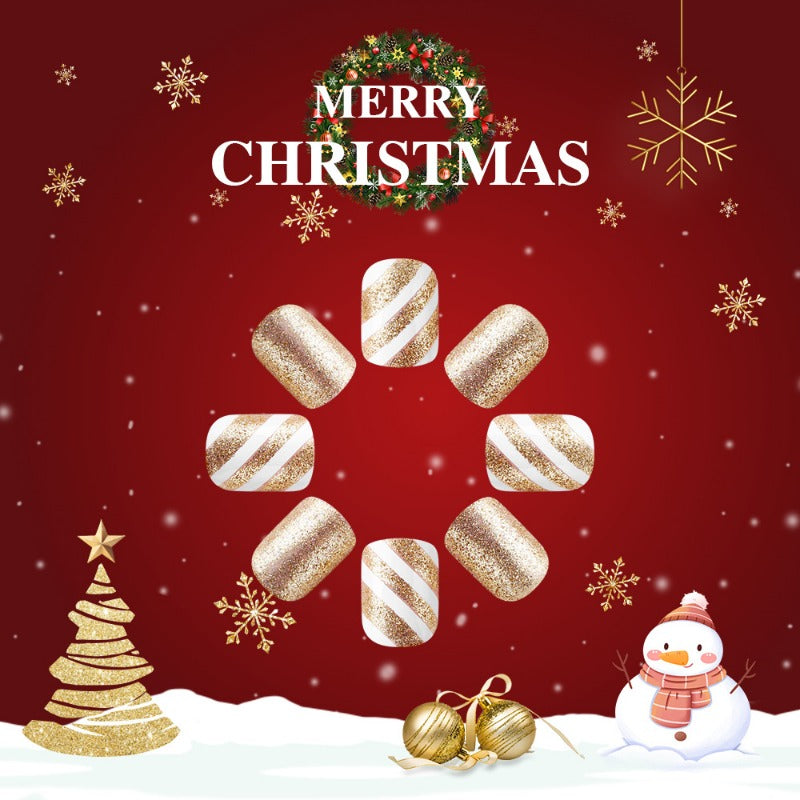 Wholesale 24 Pieces/box Christmas Golden Snowflake Nails Kits Nail Stickers ACC-NS-MiKe016