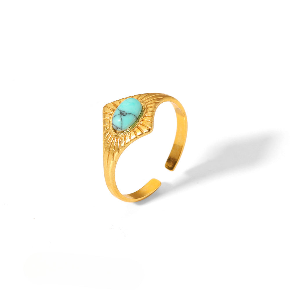 Wholesale 18K Gold Stainless Steel Plated Turquoise Rings ACC-RS-LiQuan005