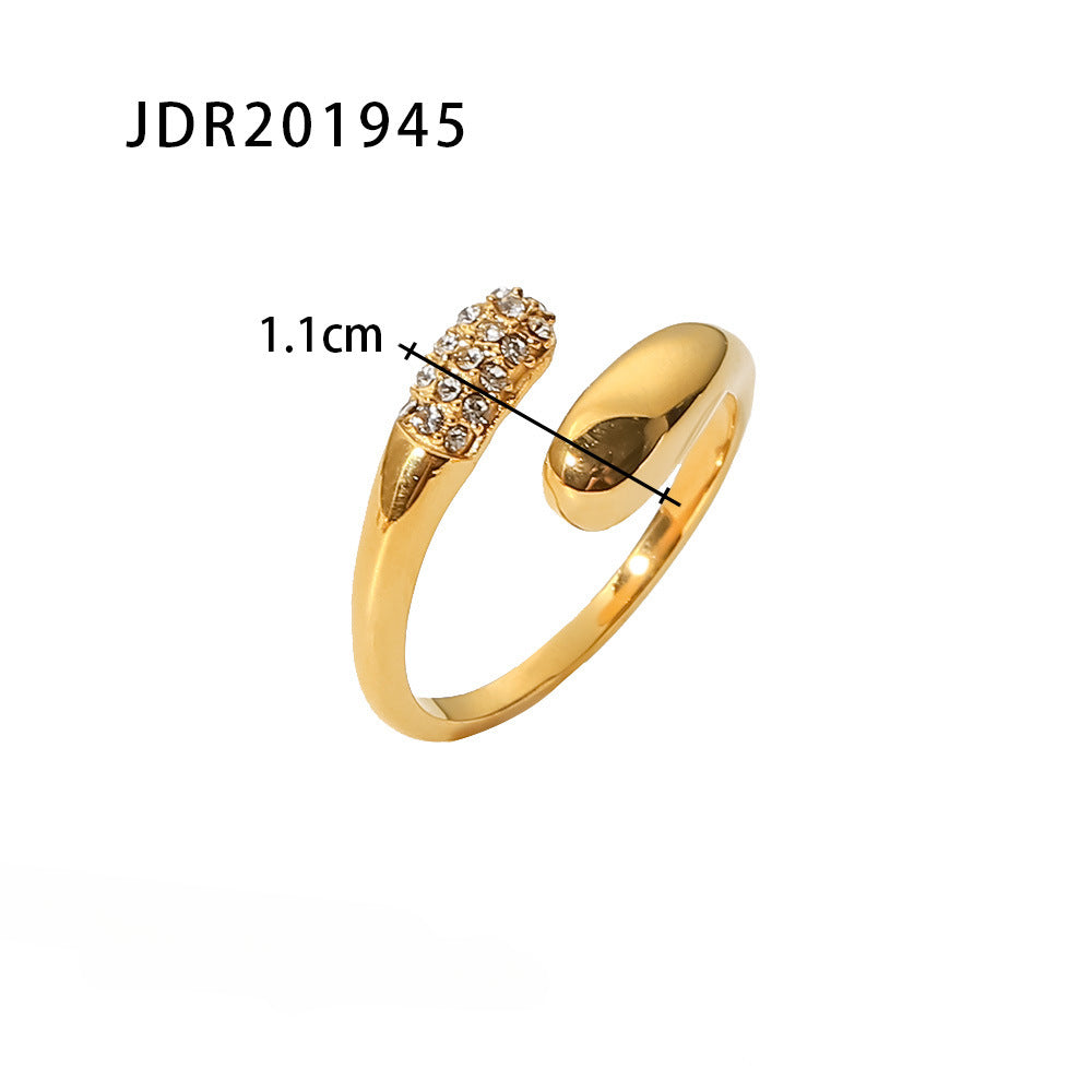 Wholesale Irregular Lines Geometric Stainless Steel Open Rings ACC-RS-WanX004