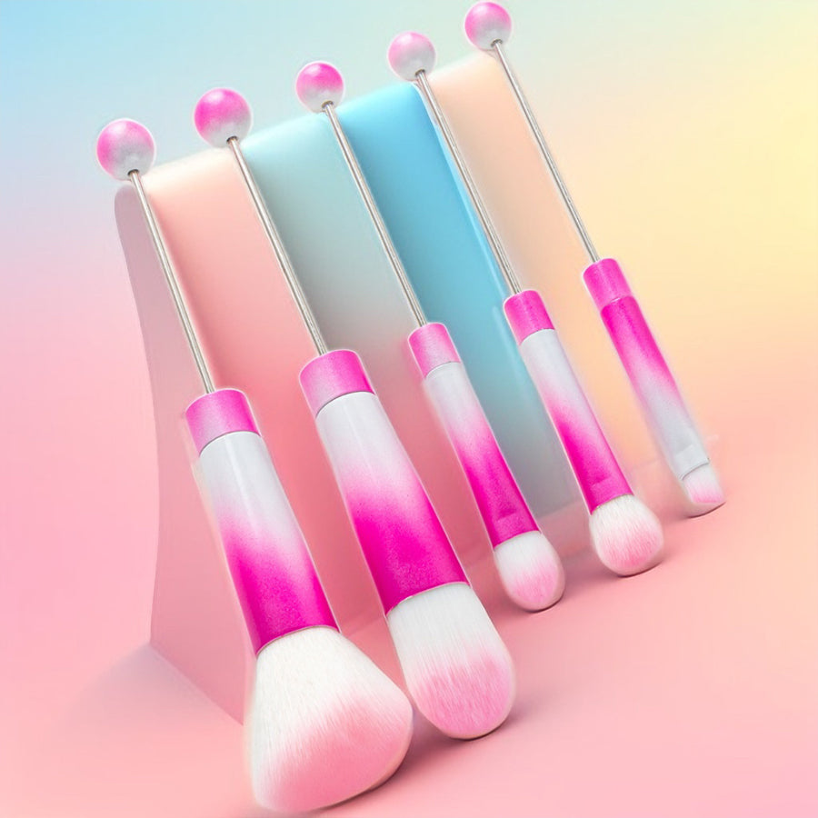Wholesale Gradient Color Beadable 5-piece Set DIY Beaded Makeup Brush Beauty Tools ACC-MB-HuaH002