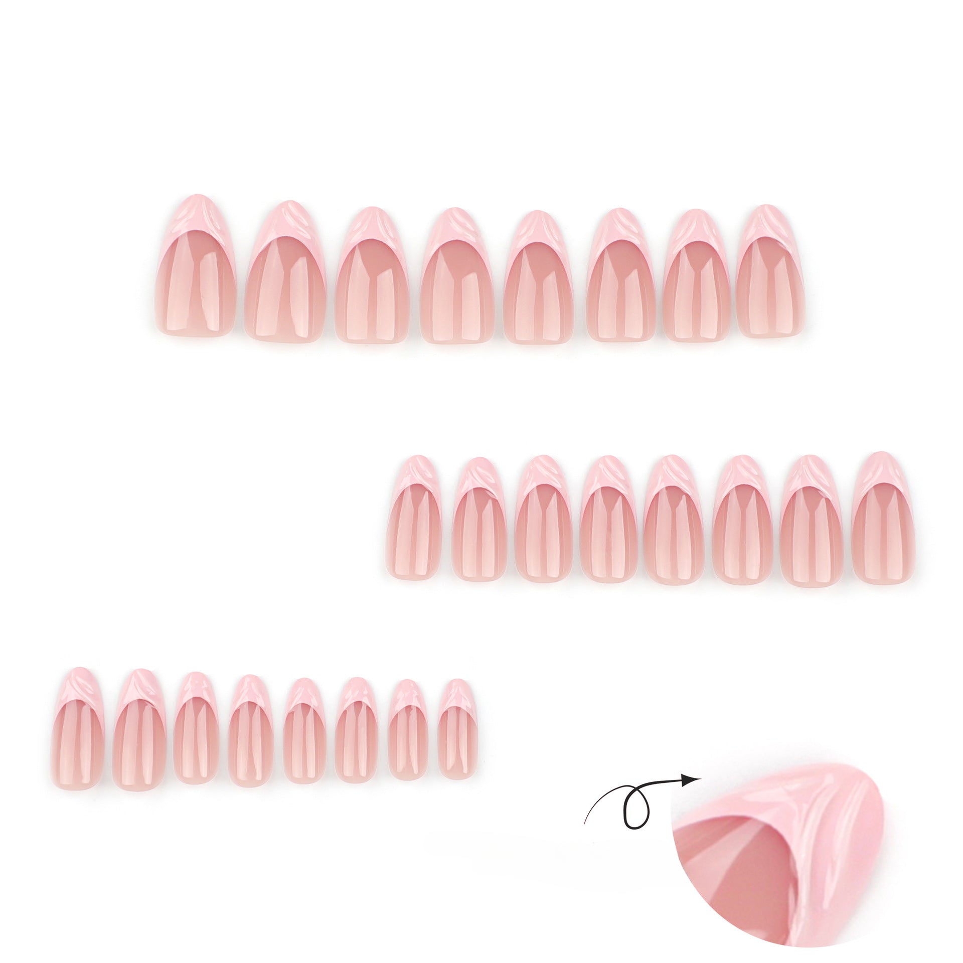 Wholesale 24 Pieces/box Pink Press-on Nails Kits Nail Stickers ACC-NS-LeFan046